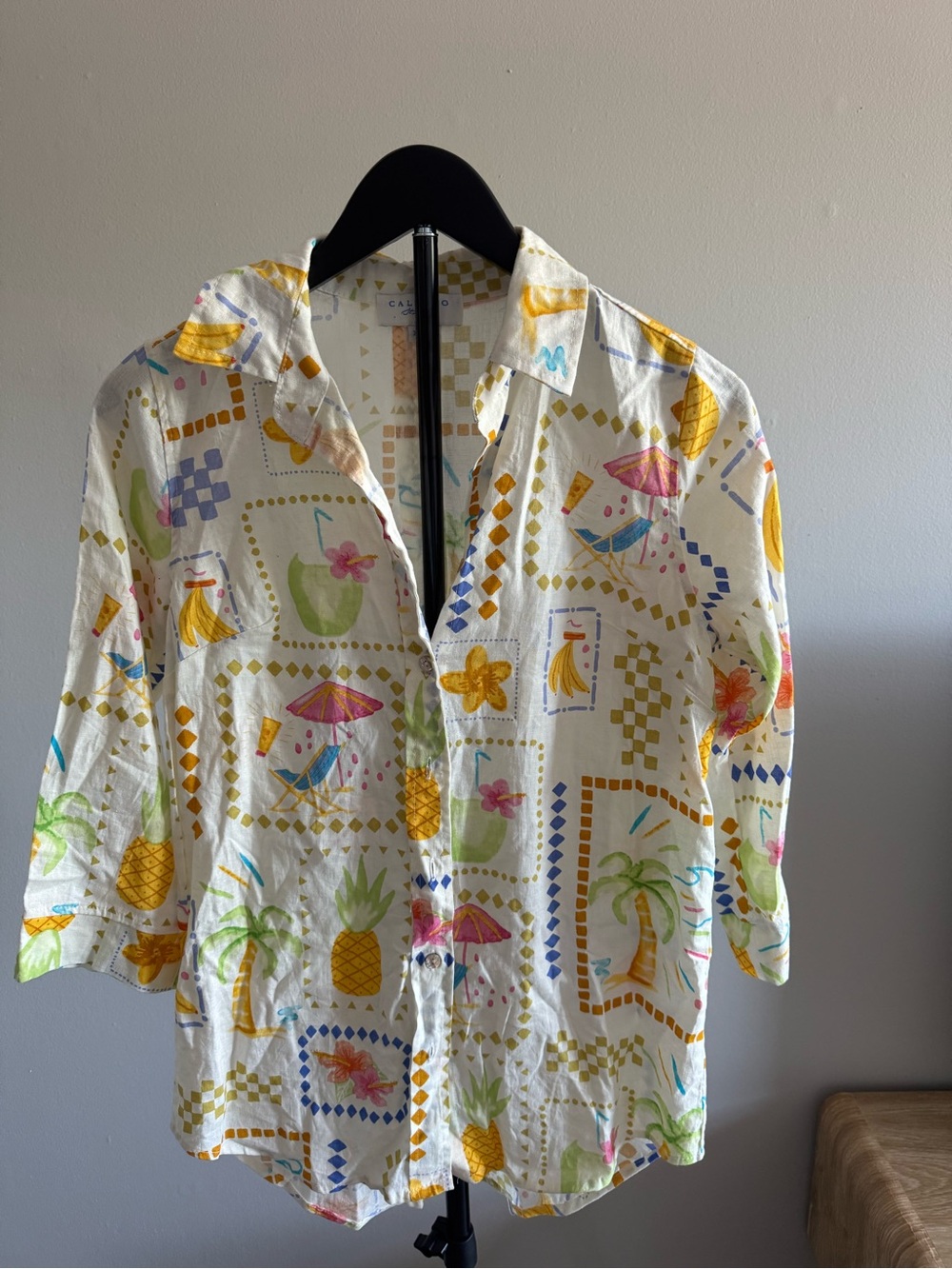 Calypso St. Barth Women’s Tropical Print Beach Cover Up Tunic Shirt Small